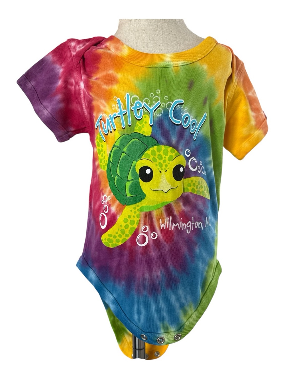 Tie-Dye 'Turtley Cool' Turtle Baby Onesie Souvenir Wilmington, NC 18M NEW